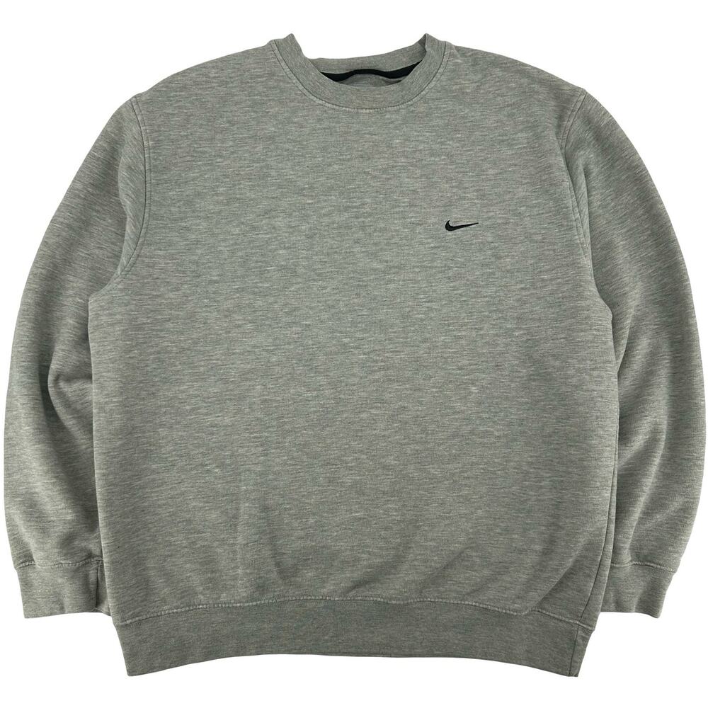 Vintage y2k Men's Grey Nike Mini Swoosh Crewneck Sweatshirt Sz L Silver Tag
